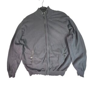 Mens Black Full Zip Mock Neck Sweater Jacket Knit Cotton XXL
